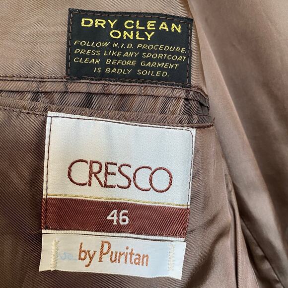 VTG 70s Peak Lapel Corduroy Blazer Jacket Sport Coat Men 46 Brown Leather Trim - Picture 5 of 9